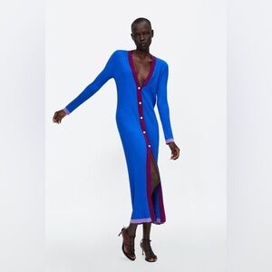 *Bloggers Favorite* Zara Knit Metallic Cardigan Dress Size Small